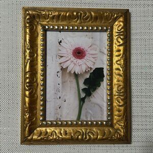 ULTIMA Vintage Style Gold Leaf Laser w/Drawn Silver Beads 5 x 7 Picture Frame